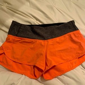 Orange Lululemon Speed Up Size 4 Shorts